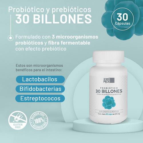 Probióticos 30 Billones Con Inulina De Agave 30 Cápsulas