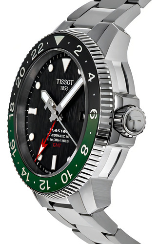 Relogio Tissot T120.429.11.051.01 Seastar 1000 Gmt Automatic Cor da correia Prateado