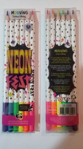 Lapices De Colores Mooving Neon  X 6 