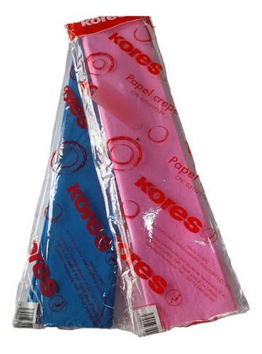 Papel Crepe Marca Kores Pack De 5 Piezas Azul. Y Rosado