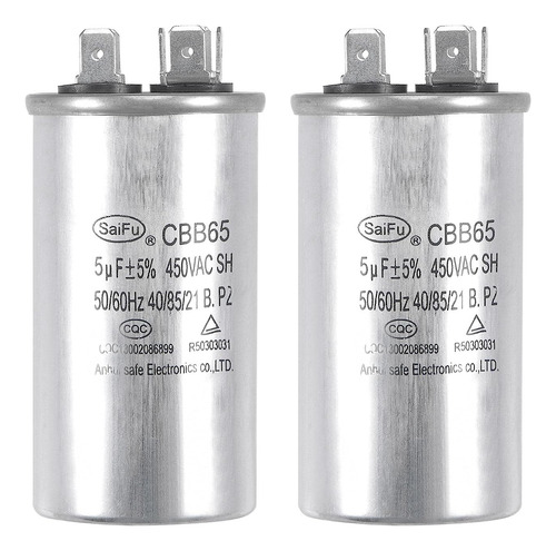 Uxcell Run Capacitor Round Cbb65 5uf 5mfd 450v Ac 40/85/21 C