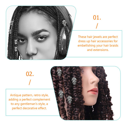 Dread Beads, Beard Beads, Dreadlocks, 10 Unidades