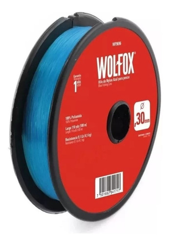 Hilo De Pescar Nylon 0.8mm Azul 100m Wolfox Wf9702