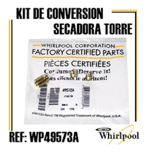 Kit Conversion Gas Propano A Natural Secadoras Whirlpool