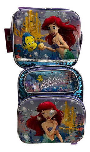 Mochila Sirenita Kinder Con Lonchera Back Pack