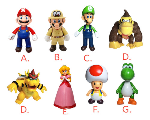 Figuras De Personajes De Súper Mario Bros 12cm 