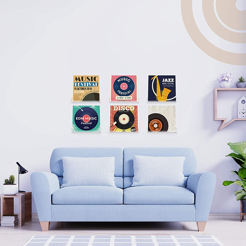 6 Unidades De Discos De Vinil, Prateleira De Parede, Suporte