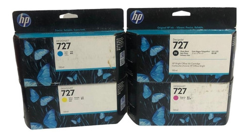 Pack Kit 4 Cartucho Hp 727 Negro Foto Tinta Y Colores 