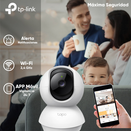 Tp-link Cámara De Seguridad Panorámica Tapo-c210-plus-128 Con Microsd 128gb 3mp Grabación De Vídeo 2k Visión Nocturna Detección De Movimiento Y Notificaciones Audio Bidireccional C210 Cctv