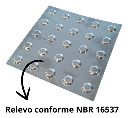 22 Unidades De Piso Tátil Inox Placa 25x25