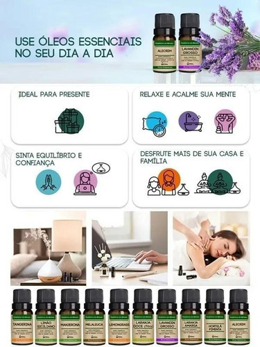 Kit 2 Óleos Essenciais 20ml Alfazema + Menta Spicata - Puro