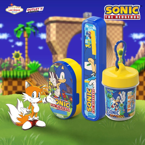 Kit Escola Com 3 Potes Organizadores Multiuso Sonic