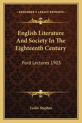 Libro English Literature And Society In The Eighteenth Ce...