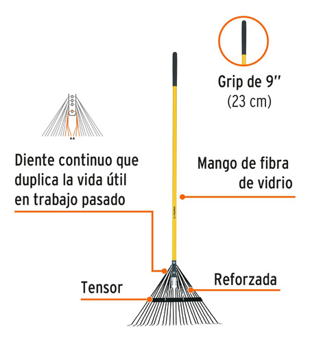 Rastrillo Metálico Escoba Para Jardin 24 D (14342) Truper