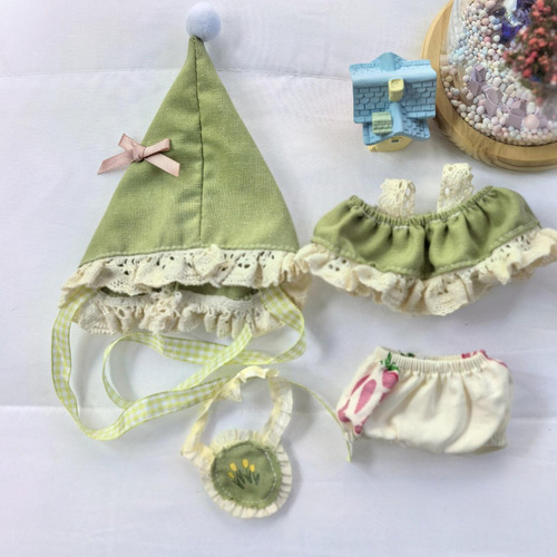 4x Moda Bonecas Elf Roupas E Calças Chapéu Bolsa Verde