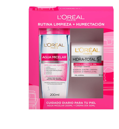 Estuche Loreal Agua Micelar 200 Ml + Crema Hidra Total 5