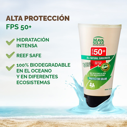 Imagen 3 de 5 de Bloqueador Solar Biodegradable En Cremafps 50+ 150ml