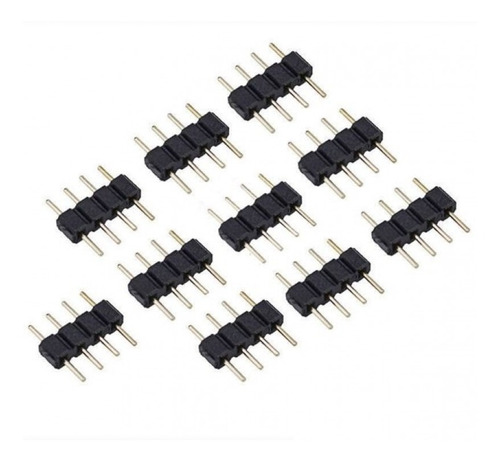 10 Cople 4 Pin Macho Macho Para Tiras Led Rgb 5050 3528 @tl