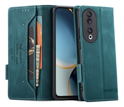 For Honor 90 5g Pu Wallet Magnet Clasp Card Slot Holder Case