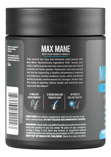 Max Mane 60ct, Innosupps. Crecimiento Del Cabello Para Hombr