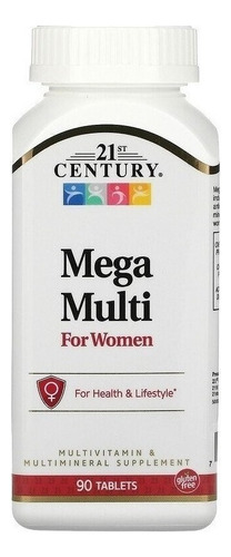 Suplemento en tabletas Mega Multi Mega Multi Women del siglo XXI, vitaminas Mega Multi Women en un bote de 1 ml, 90 unidades