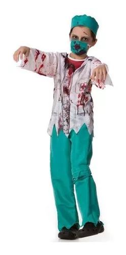 Fantasia Halloween Infantil Médica Zumbi.