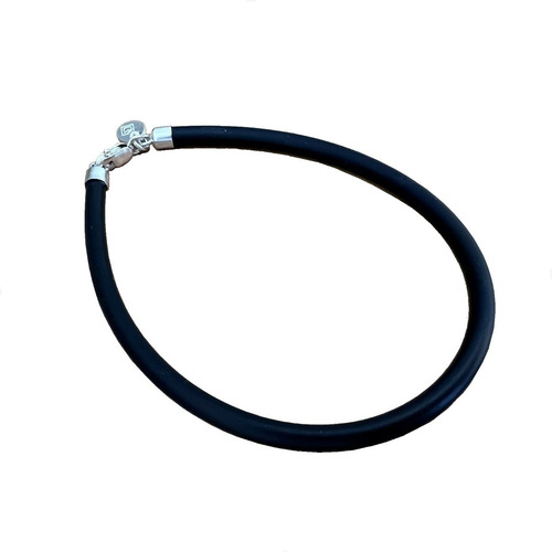 Imagen 3 de 9 de Pulsera De Caucho Y Plata Ley .925 Hombre Agálea