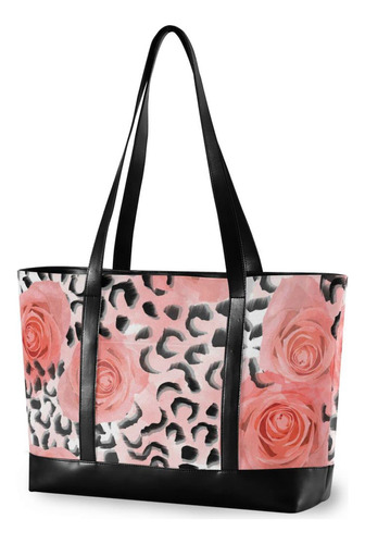 Bolso Tote Para Ordenador Portatil Estampado Leopardo Flor