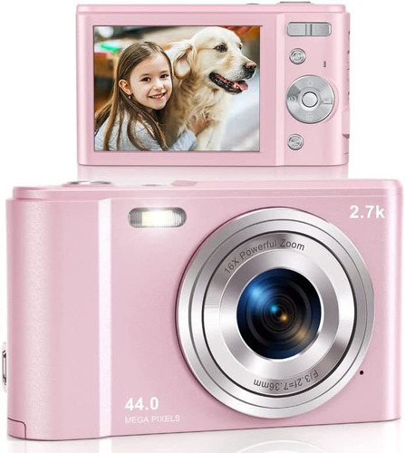 Camara Digital Lecran Fhd 2.7k 44mp Compacta Rosa