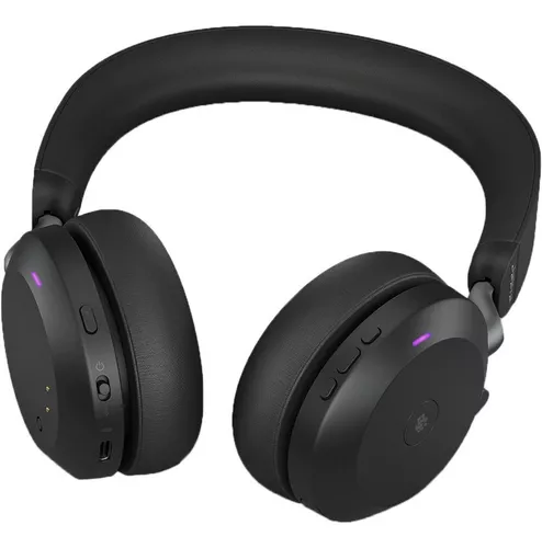 Jabra Evolve2 - Auriculares inalámbricos de 75 PC con tecnología de 8  micrófonos, auriculares estéreo de doble espuma con cancelación activa de  ruido avanzada ajustable, adaptador Bluetooth USB-A y compatibilidad con  UC, color negro  