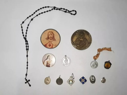 Antiguo Set De Medallas Pines Emprendedor Religión Mag 58030