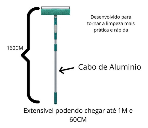 Imagem 2 de 5 de Mop Rodo Limpa Vidros Extensível Flash Limp 1,60m - Original