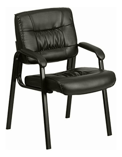 Flash Furniture Silla De Recepción (piel), Color Negro