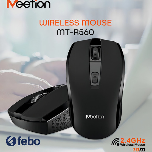 Mouse Meetion Portátil Bluetooth Inalambrico R560 Febo Color Black