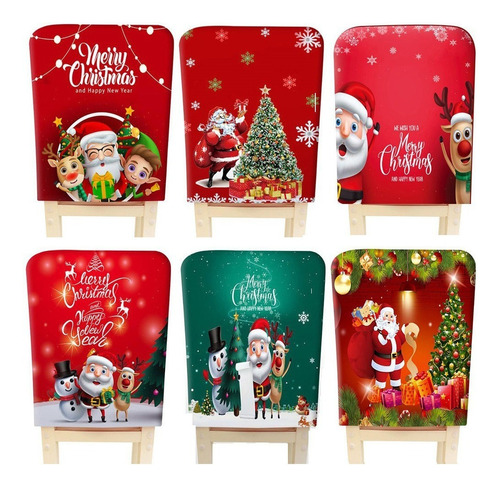 6 Fundas For Sillas De Cena De Navidad Con Diseño De Papá N