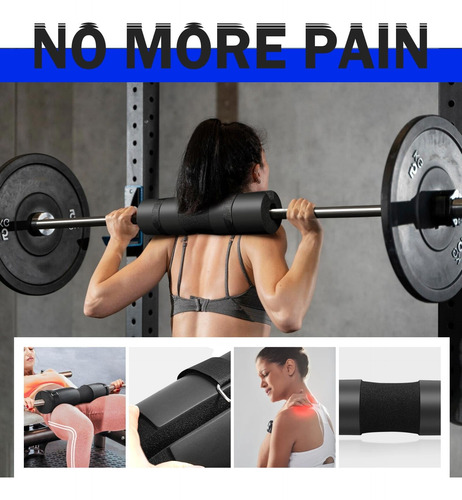 Kit De 4 En 1 Cojín Protector Cuello Para Barra Fitness Gym Negro