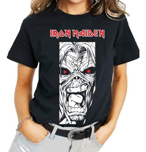 Playera Iron Maiden, Rostro Eddie Con Leyenda