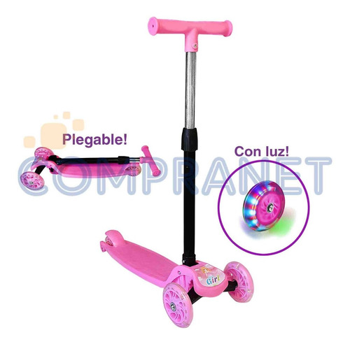 Imagen 2 de 6 de Monopatin 3 Ruedas Con Luz Led Plegable 2 A 5 Años - 2150