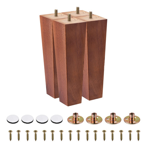 Pata Muebl Juego 4 Cuadrada Madera Maciza Para Sofa Silla