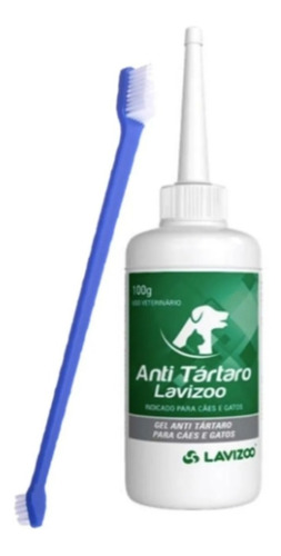 Anti Tartaro Lavizoo 100g Gel Cães E Gatos Kit C/ Escova