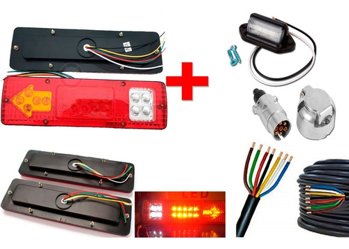 Foco Led + Luz Patente + Enchufes Carro Arrastre 12v+ Cable