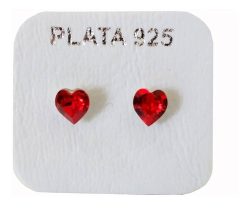 Aros Cristal De Plata 925 Chispa Corazón 4mm C