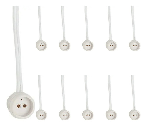 Soquete Base G5 Para Lâmpada Tubular T5 C/ Rabicho - 100 Und