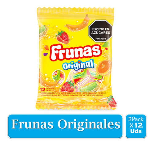 Dulces Masticables Frunas Originales Sabor A Fruta 2  X 12 U