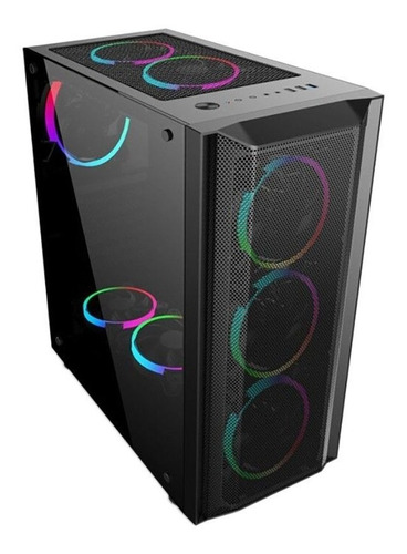 Gabinete Pc Sate K381 Con 8 Cooler Sin Rgb Vidrio Templado (Reacondicionado)