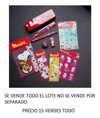 Combo Snoopy Cartuchera Borra Sacaputas Regla Lapices Sticke