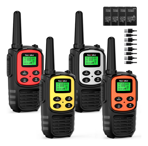 Walkie Talkies 4 Radios Recargables De 2 Vías Largo Alcance