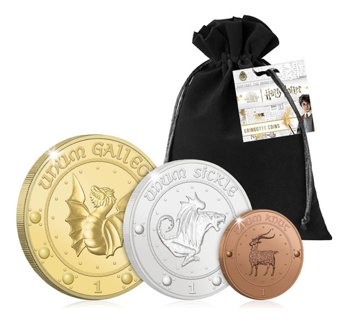 Banco Mágico De Gringotts De Harry Potter Con 3 Monedas
