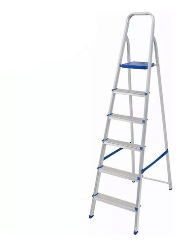 Escalera De Aluminio Tijera 6 Escalones Mor Plegable 5104 Base Antideslizante, Traba De Seguridad. Ultimo Escalon Como Plataforma Y Soporte De Aluminio Para Sujetarse