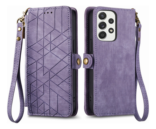 Funda Tipo Cartera De Piel Con Cremallera Para Samsung Solt